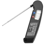 Tyenaza Lebensmittelthermometer, LCD-Digital-Fleischthermometer, Kochthermometer mit Faltbarer Sonde für Küche, Kochen im Freien, Grillen und BBQ(Schwarz)