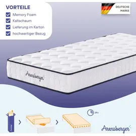 Arensberger LENA Federkernmatratze mit Memoryschaum 160x200cm Höhe 21cm Härtegrad H3 HR Taschenfederkern Matratze Rollmatratze