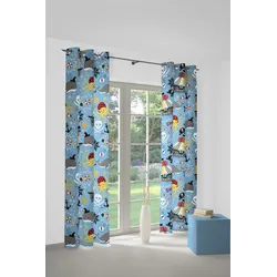 Vorhang ADAM "Pirates" Gr. 1, blau, B:145cm H:145cm, Jacquard, Baumwolle (Bio-Baumwolle), Gardinen, GOTS zertifiziert, nachhaltig
