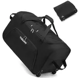 TUGUAN 110L Reisetasche Faltbare mit Rollen Groß, Aufklappbar Extra Große Sporttasche Rollen Handgepäck mit Multi-Griffe für Herren und Damen, Reise, Camping, Fitnessgeräte, 28''/71cm, Schwarz