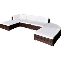 Ankonbej 6-tlg. Garten-Lounge-Set mit Auflagen Poly Rattan Braun