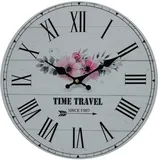 Mobili Rebecca - Rebecca Mobili Shabby Wanduhr, Mdf Weiß Floral Thema Für Wohnzimmer Küche