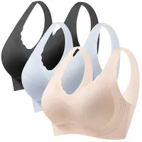 DMATAP 3er Pack Bh Damen Bh Ohne Bügel Große Größen Super Push Up Bh Dirndl Bh Push Up Extrem Bh Rückenfrei Sport Bh Damen Starker Halt Bh Verlängerung - 90C