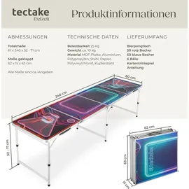 Tectake Bierpongtisch 61 cm x 240 cm x 71 cm Bunt