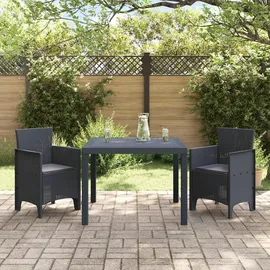 vidaXL Garten Essgruppe 3 pcs Anthrazit Polt Rattan