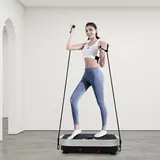 Vibrationsplatte, 99 Intensitätsstufen 3 Vibrationszonen, Curved Slim Design, Fitnessgeräte für Zuhause, Fettverbrennung & Muskelaufbau, mit Bluetooth und Widerstandsbändern