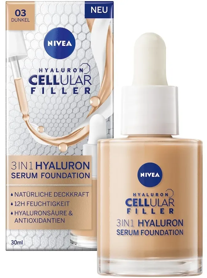 NIVEA Cellular 3in1 Hyaluron Serum Fondation Dunkel Foundation 30 ml 3 - DUNKEL