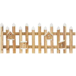ECD Germany Deko LED Zaun Holz Mini Gartenzaun Weihnachtsdeko Winter Gatter Braun 98x39 cm