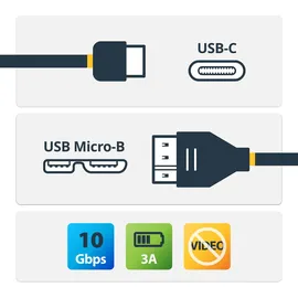 Startech StarTech.com USB-C auf Micro B Kabel - 0,5m - USB 3.1 (10 Gbit/s) - USB 3.1 Typ C zu Micro USB Typ B Kabel - Thunderbolt 3 kompatibel