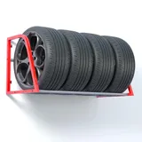ZIMGOD Reifenregal An der Wand Befestigtes Reifengestell, Hängendes Reifenlagerregal für Garagenwand, Zuhause/Keller/Schuppen/Wohnung Rotes Reifenregal, Belastung 300kg / 661lbs