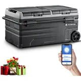 AAOBOSI 95L Kompressor Kühlbox Dual Zone, Kühlbox Auto Mit WIFI-APP-Steuerung USB-Anschluss, 12/24 V und 100-240 V kompressorkühlbox -20°C bis 20°C für Auto, Lkw, Boot, Reisemobil, Camping, Doppeltür