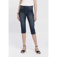 Arizona Caprijeans "mit Schlitz am Saum", Damen, Gr. 52, N-Gr, blau (dunkelblau us), Denim/Jeans, Obermaterial: 79% Baumwolle, 19% Polyester, 2% Elasthan, leichte Abriebeffekte, Basic, schmal, Jeans, schmale Passform, mit stylischen Nieten, hohe Taille, Topseller