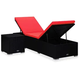 furnicato Sonnenliege 195 x 60 x 31 cm Schwarz/Rot