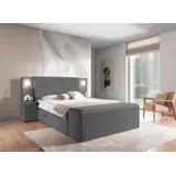 Fun Möbel Boxspringbett Bett MARTEN 180x200cm in Stoff Magic Velvet Dunkelgrau Set.2 - Grau