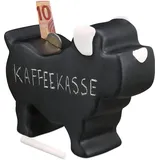 Relaxdays Spardose, Hund, Keramik mit Tafellack, mit Kreide, Sparschwein zum Beschriften, HBT: 17 x 8,5 x 20 cm, schwarz