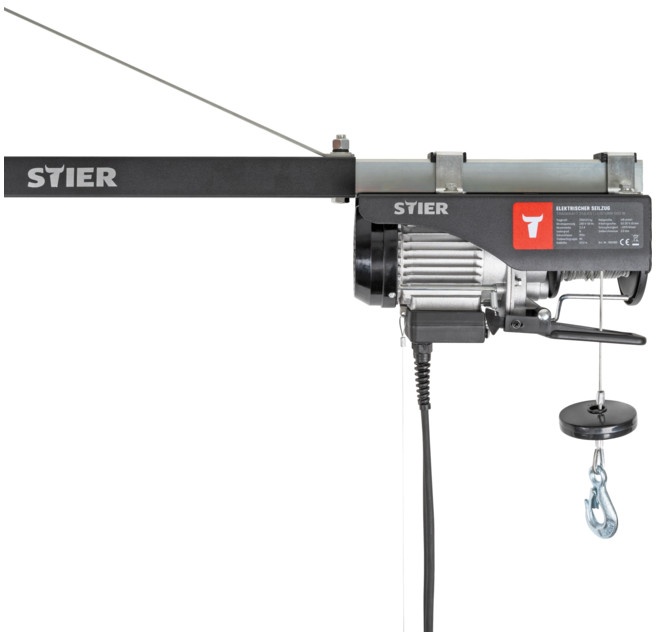 STIER Elektrischer Seilzug, 500 kg Tragkraft, 900 W Leistung