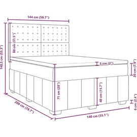 vidaXL Boxspringbett 140 x 200 cm Blau