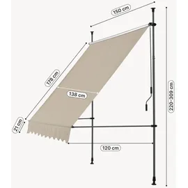 pro.tec Klemmmarkise Stem 150 x 120 cm sandfarben