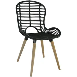 vidaXL Esszimmerstühle 2 Stk. Schwarz Natur Rattan