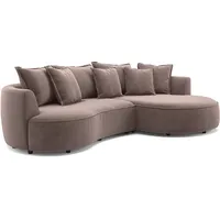 Ecksofa - cacao - Samt - 287 cm - Recamiere rechts