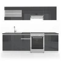 Vicco Raul Küchenzeile Anthrazit/Weiß 240 cm AP SchwarzRaul
