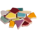 Rayher Fun Ceramica Mosaik Mix, polygonal, farbig glasierter Ton, Regenbogenfarbene Mischung zum Basteln, Dose 500g ,14863990, Regenbogen