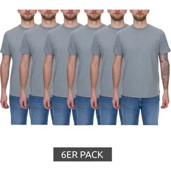 6er Pack PUMA Herren T-Shirts Baumwoll-Shirt Rundhals-Shirts Basic-Shirt 683509 01 Grau - XL