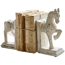 Loberon Buchstütze 2er Set Horses, Handarbeit, Pferde-Design mit nostalgischer Note, Shabby-Chic, Buchhalterung, Dekoration, Dekofigur, Terrakotta, Creme