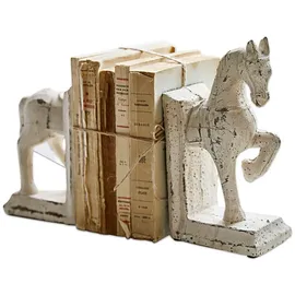 Loberon Buchstütze 2er Set Horses, Handarbeit, Pferde-Design mit nostalgischer Note, Shabby-Chic, Buchhalterung, Dekoration, Dekofigur, Terrakotta, Creme