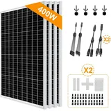 400W 12V Solarpanel Monokristallin Solarmodul Solaranlage Komplettset Solar Set Photovoltaik für Wohnmobil/Haus/Balkon