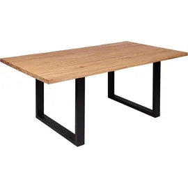 Krok Wood Esstisch Dublin aus Massivholz in Eiche mit Metallbein 160x100x75 cm - Naturbelassen