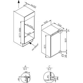Amica EVKS 16172 Einbaukühlschrank (135 l, 875 mm hoch)