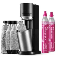 SodaStream – Duo Wassersprudler, inklusive 2x60-Liter CO2-Zylinder, 2x 1 Liter Glasflasche, 2x BPA-freie Flasche 1 Liter, spülmaschinengeeignet, umweltfreundlich & weniger Einweg-Plastikmüll, titan