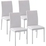 HOMCOM Esszimmerstühle 4er Set Küchenstühle mit Rückenlehne, Rautensteppung, Polsterstühle mit Metallbeinen, für Esszimmer, Küche, Wohnzimmer, Kunstleder, Weiß   Aosom