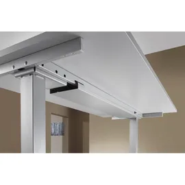 Hammerbacher XDSM2E elektrisch höhenverstellbarer Schreibtisch lichtgrau rechteckig, T-Fuß-Gestell silber 200,0 x 100,0 cm