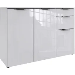 Kombikommode WIMEX "Level36 C by fresh to go", weiß (weiß, glas weiß), B:122cm H:84cm T:41cm, Spanplatte, Sideboards, mit Glaselementen auf der Front, soft-close Funktion, 122cm breit