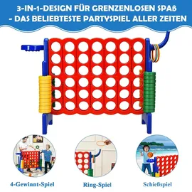 Costway Riesiges 4 Gewinnt Spielset mit Basketballkorb und Wurfspiel