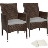 Tectake Rattansessel 57 x 59 x 85 cm 2 St. inkl. Sitzbezüge 4 St. braun/beige