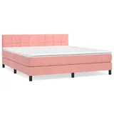 vidaXL Boxspringbett mit Matratze Rosa 160x200 cm Samt