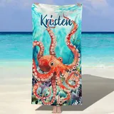 MJARTORIA Personalisiert Strandtuch Microfaser Badetuch mit Namen Kinder Damen, Beach Towel Handtuch Badetuch Stranddecke Schnelltrocknend für Reise Schwimmen Sauna Yoga Fitness 76x152cm Mikrofaser