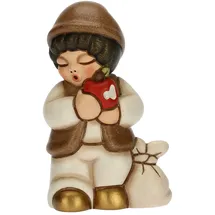 Thun - Krippe 2022 - Krippenfigur Krippe Kind mit Apfel aus Keramik, handverziert, weißes Kleid - Klassische Linie Krippe - 4,3 x 3 x 6,5 cm h