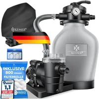 Kesser Sandfilteranlage 10.200 l/h inkl. 700 g Filterbälle + Schlauchschellen 4 St. blau