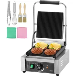 VEVOR Panini-Pressgrill Sandwichmaker Grillplatte 23x23cm Elektrisch Kommerziell