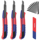 luxuskollektion Cuttermesser 3er Set mit 10 SK5 Ersatzklingen 9 mm