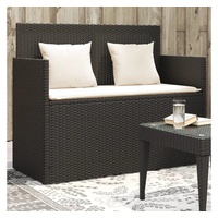 vidaXL Gartenbank Gartenbank mit Kissen Schwarz Poly Rattan (1-St) schwarz