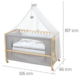 roba Room Bed Beistellbett natur inkl. Komplettset jumbo twins grau