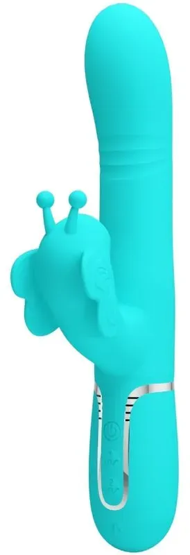 PRETTY LOVE - Multifunktions-Rabbit-Vibrator 4-in-1 Schmetterling Aquagrün