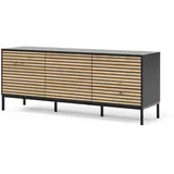 Vicco Kommode Eliza, Schwarz/Eiche, 150 x 60 cm mit 3 Schubladen