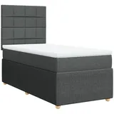 vidaXL Boxspringbett mit Matratze Dunkelgrau 100x200 cm Stoff