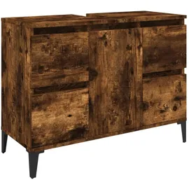 vidaXL Waschbeckenunterschrank Räuchereiche 80x33x60 cm Holzwerkstoff